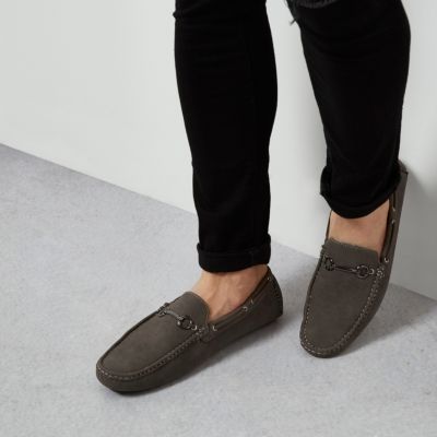 Grey grip sole snaffle loafers